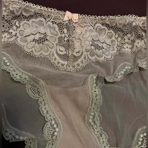 Victoria’s Secret gray lace with pink trim bikini panty, sz S - Picture 2 of 5